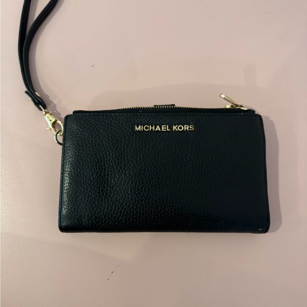 Michael Kors Black and Gold Wristlet
